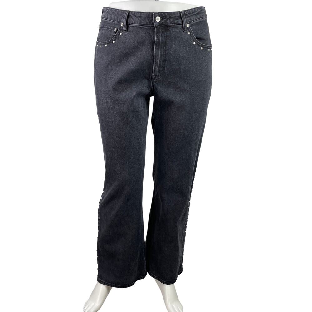 Abercrombie & Fitch The 90s Relaxed High Rise Black Straight Denim Jeans Size 33